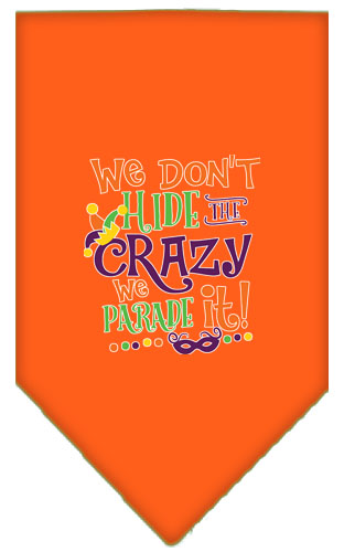 We Don't Hide the Crazy Screen Print Mardi Gras Bandana Orange Large